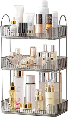 Produktbild von Elzusha – Badezimmer-Organizer, 3 Ebenen, Grau, für Kosmetik und Toilettenartikel
