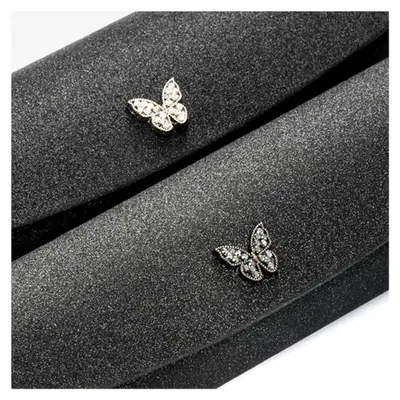 Produktbild von Brillenetui Hardcase - Applikation mit Strass Schmetterling - samtig glänzend, inkl. Mikrofasertuch - Hartschale mit Magnetverschluss für Damen und Uni in Schwarz