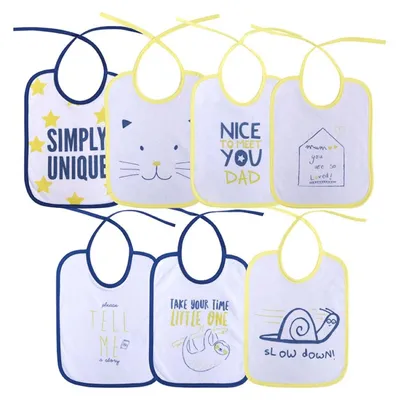 Immagine prodotto di Set di 7 bavaglini Lorelli, modello "Double" con fiocchi – bavaglini per neonati a partire dalla nascita (0+ mesi), in cotone/poliestere, unisex (adatti a maschi e femmine)