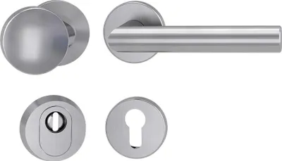 Produktbild von Griffwerk LUCIA PROFESSIONAL Schraubtechnik -Edelstahl matt Schutzrosettengarnitur -Knopf R1 -ZA -Kombi-Innenrosettensatz rund