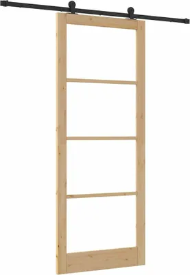 Image de Porte coulissante vidaXL ORKDAL, finition naturelle et noire, 93 x 232 cm