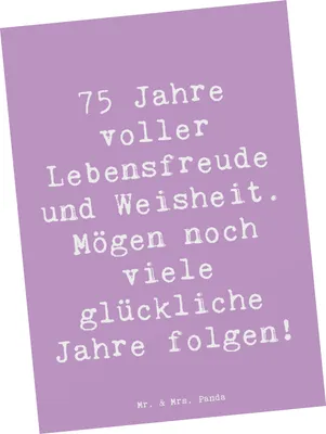 Produktbild von Mr. & Mrs. Panda Postkarte Spruch 75. Geburtstag Lebensfreude - Lavendeltraum - Geschenk, Postkarten, Jubiläum, Ansichtskarten, Designkarte, Glückwunsch, Ansichtskarte