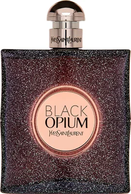 A close-up, front-facing shot of a bottle of Yves Saint Laurent Black Opium Nuit Blanche eau de Parfum for women.