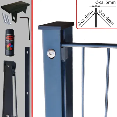 Produktbild von Doppelstabmattenzaun 6-5-6 Anthrazit inkl Pfosten und Eckpfosten Abdeckleiste Höhe: 1430 mm ST_Zaun_mit_Eckpfosten:20 m | inkl 3 Eckpfosten