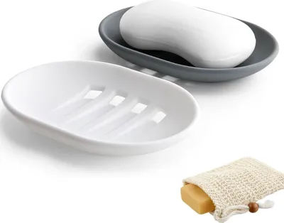 Produktbild von Seifenschale aus Silikon, tragbar, rutschfest, selbstentleerend, für Badezimmer, Dusche, Küche, einfache Reinigung, 2 Stück