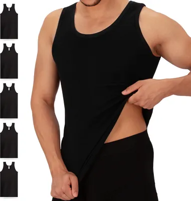 Produktbild von Celodoro Unterhemd Herren 5er Pack (schwarz, Größe 6XL) - Feinripp Tank-Top aus 100% Baumwolle - Achselshirts, Trägershirts & Unterhemden für Männer - atmungsaktive Anti-Schweiß Tanktops & Muskelshirts