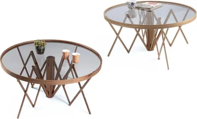 Produktbild von Designer Wohnzimmer Set 2x Couchtische Rund Kaffee Tisch Luxus Möbel