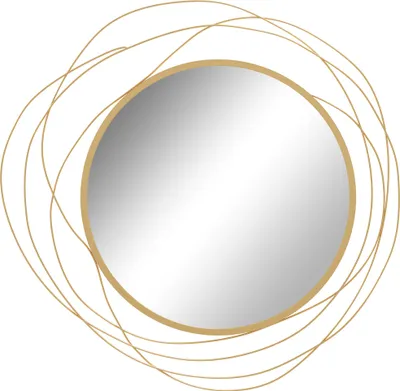 Produktbild von Runder Wandspiegel Ø 65 cm Gold - Dekorativer Metallrahmen im asymmetrischen Design - Moderner Dekospiegel für Wohnzimmer & Flur