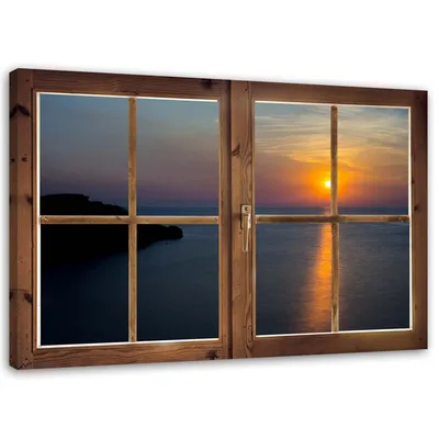 Obrázek produktu pro Obraz na plátně - západ slunce nad vodou 90x60 cm Feeby modrá nástěnná malba připravená k zavěšení
