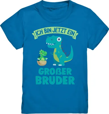 Produktbild von Dinos Großer Bruder Dinosaurier T-Shirt – Royal Blue / 122/128 (7-8)