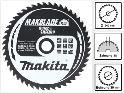 Produktbild von Makita Sägeblatt MAKBLADE+ 260x30x48Z