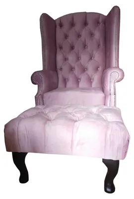 Produktbild von Chesterfield Ohrensessel Hocker Samt Rosa Sitz Lounge Relax Lounge Club