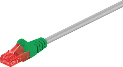 Produktbild von CAT 6 Crossover-Patchkabel, U/UTP, grau, grün Kupferkaschierter Aluminiumleiter (CCA)