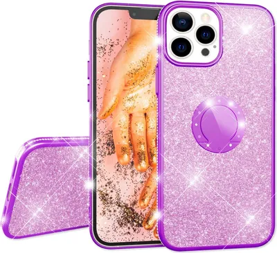 Produktbild von NALIA Glitzer Ringhülle für iPhone 13 Pro, Silikon Handyhülle Glitter Cover Bling Case Schutzhülle mit Ring Lila