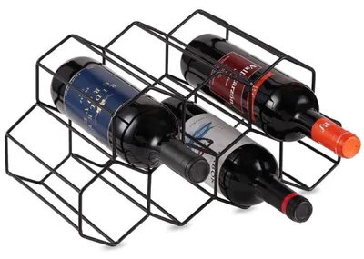 Weinregal aus Metall, 9 Flaschen, schwarz, 38,2 x 17,6 x 19,5 cm