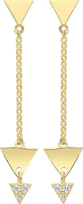 Produktbild von Wunderschöne 9 Karat (375) Gold Damen - Paar Ohrringe mit Zirkonia - 29mm*6mm; TRS26466