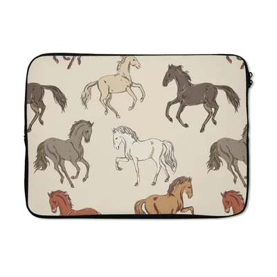 Produktbild von MuchoWow® Laptop Hülle 14 ZollPferde - Rosa - Grau - Mädchen - Kinder - Mädchen Laptoptasche - Laptoptasche - Stoßsicher - Schutzhaube