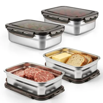 Productafbeelding van Solidchoice - Set van 4 Roestvrij Stalen Vleesboxen 850 ml