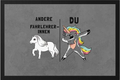 Produktbild von Andere Fahrlehrerinnen Du Fußmatte  Pferd Einhorn Humor Lustig Unicorn Geschenk Apotheke