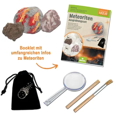 Produktbild von Meteoriten-Ausgrabungsset Moses, Gipsblock mit 2 Replikaten, inkl. Werkzeug &