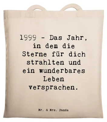 Produktbild von Mr. & Mrs. Panda universaltasche Spruch 1999 Geburtstag - Transparent - Geschenk, Glückwunsch, Tote Bag, Leben versprachen, Schultasche, Baumwollbeutel, Geburtsjahr
