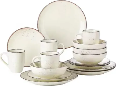Zdjęcie produktu dla Lavish Lorentino serwis obiadowy - 16-częściowy - 4 osoby - beżowy - talerze obiadowe - talerze głębokie - talerze śniadaniowe - serwis kuchenny - duża zawartość