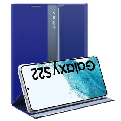 Obrázek produktu pro Samsung Galaxy S22 5G Pouzdro, Slim Flip Kožené Pouzdro s Okénkem a Stojánkem pro Galaxy S22 5G modré