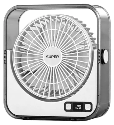Zdjęcie produktu dla Wentylator stołowy Zimilo z akumulatorem i złączem Type-C, 100 stopni regulacji prędkości, wyświetlacz LED, timer, lampka nocna, regulowany mini wentylator do biura i domu, biały
