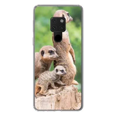 Produktbild von MuchoWow® Handyhülle Schutzhülle Hülle für Huawei P40 Lite Erdmännchen - Baumstumpf - Jungtier Silikon Softcase Handy Hülle - Handy
