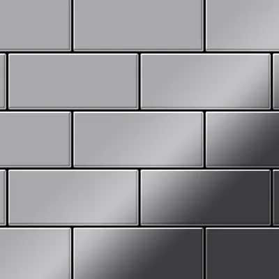 Produktbild von Mosaik Fliese massiv Metall Edelstahl marine hochglanz grau 1,6mm Subway-S-S-MM