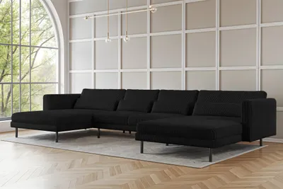 Produktbild von Wohnlandschaft U-Form Sofa AGADA in Stoff Poso Schwarz