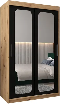 Produktbild von MEBLE KRYSPOL Promo 3120 Schlafzimmerschrank zwei Schiebetüren - Artisan + Mattschwarz