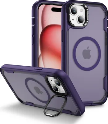 Obrázek produktu pro Ochranné pouzdro pro iPhone 15 Plus / 14 Plus, kompatibilní s MagSafe, magnetické pouzdro s držákem na fotoaparát Fialová
