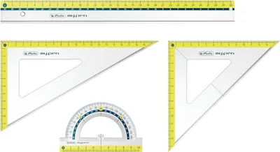 Produktbild von Herlitz 11368222, Protractor, Lineal, Dreieck, 4 Stück(e), Mehrfarben, 30 cm, 10 cm, Sichtverpackung