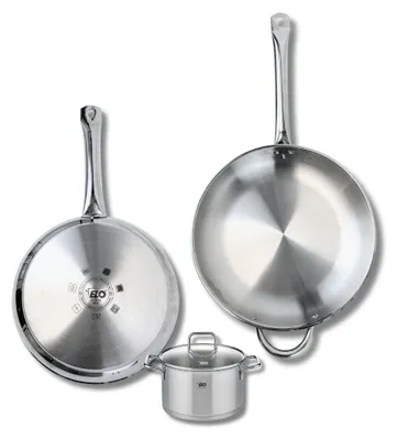 Image de Ensemble de 2 Poêles de cuisson 28 et 32 cm et 1 faitout 14 cm Elo Profi Citrin
