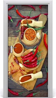Produktbild von Tulup Türaufkleber 95x205 cm Dekorative Aufkleber Selbstklebend Wasserdichte Tapete Abnehmbar Schlafzimmer Wohnzimmer Wohnkultur - Chilischoten