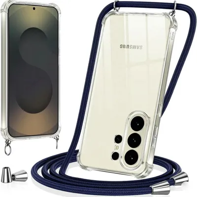 Image de Lanière pour étui Samsung Galaxy S24 : étui de protection à porter autour du cou, lanière pour téléphone portable, bleu
