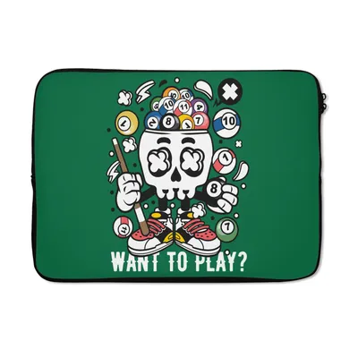 Produktbild von MuchoWow® Laptop Hülle 14 ZollBillard - Totenkopf - Vintage Laptoptasche - Laptoptasche - Stoßsicher - Schutzhaube