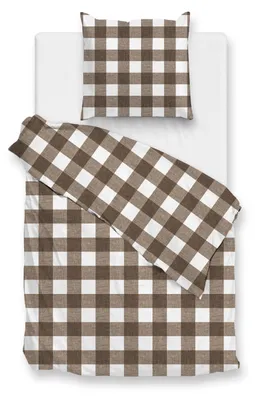 Produktbild von Zohome Quattro di Lino Bettbezug - 155x220 cm – 100% Baumwolle – Hochwertige Bettwäsche mit motiv – Weich - Atmungsaktiv und Hautfreundlich – inkl. 80x80 cm Kissenbezug – Taupe