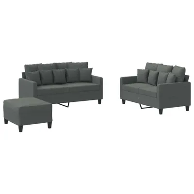 Immagine prodotto di vidaXL Set divano 3 pezzi con cuscini in tessuto grigio scuro