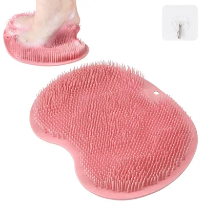 Produktbild von Fußmassagematte Fußpeeling Dusche - Saugnäpfe rutschfest - 28 x 24 cm - Rosa - Für Dusche und Badewanne