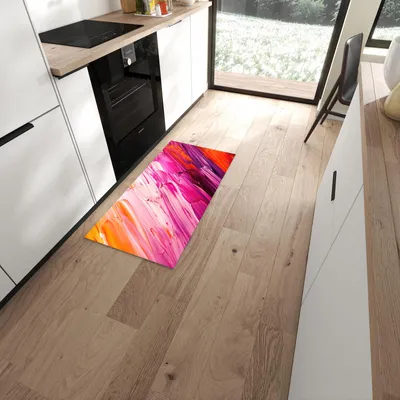 Produktbild von Küchenteppich 60x120cm rutschfest & abwischbar PVC Läufer - Pinselstriche