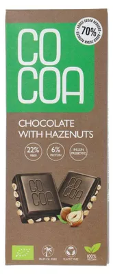 Productafbeelding van Cocoa Chocolate Hazelnuts Reep (40 gr)