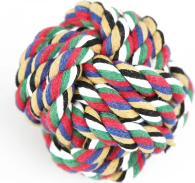 Produktbild von Hundespielzeug Knotenball ca. 6,5 cm aus Baumwolle bunt Spielzeugball