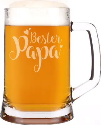 Produktbild von Bierkrug für Väter mit Gravur – 500 ml Bierglas als Geschenk zum Vatertag (Bester Papa)