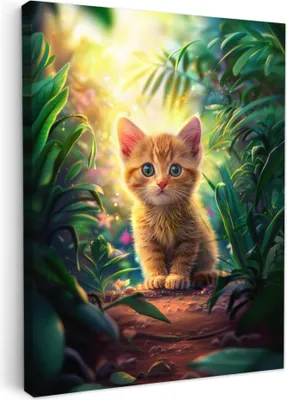 Produktbild von Wanddeko 50x70 cm - Kinderzimmer - Katze, Bilder Wohnzimmer Modern, Wanddeko