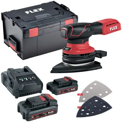 Image de Ponceuse delta FLEX ODE 2-100 18-EC 18V avec 2x2,5Ah + chargeur et 100 abrasifs en L-BOXX