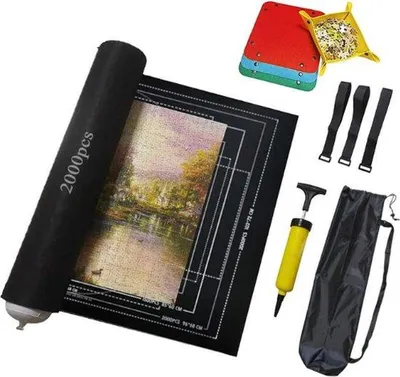 Produktbild von Puzzlematte für 2000 Puzzleteile – Aufbewahrungssystem für Puzzles – Mit Tasche – Mit Pumpe – Rollbare Puzzlematte – Puzzleunterlage – Puzzlebrett – Puzzleordner für 2000 Teile