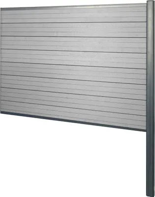 Immagine prodotto di Schermo privacy in WPC Sarthe, recinzione frangivento, palo in alluminio da fissare nel calcestruzzo ~ Elemento di estensione, 185 cm grigio