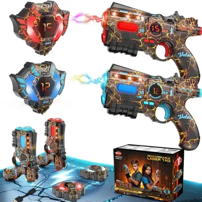 Image de Kit Laser Tag - Lot de 2 pistolets jouets - Infrarouge 2,4 GHz - Batterie lithium rechargeable - Effets sonores - CE - Plastique ABS - À partir de 14 ans - Blanc